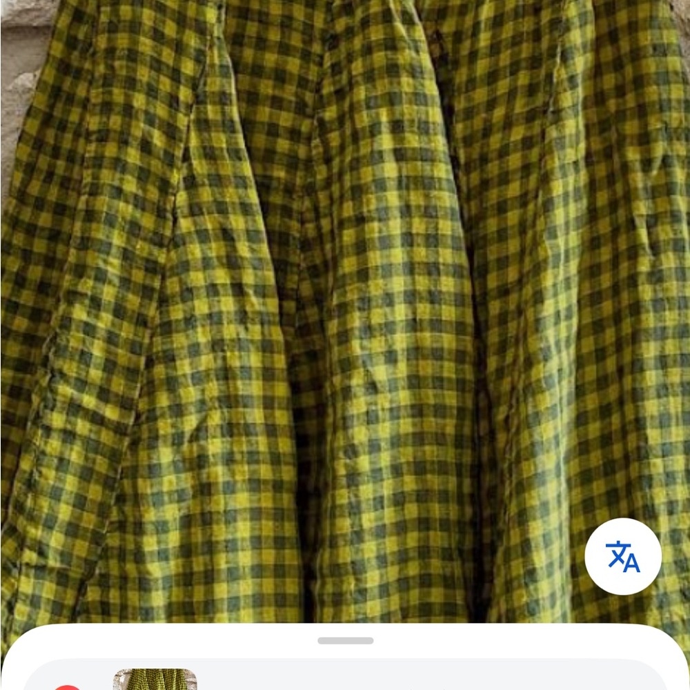 ***ISO*** CP Shades Green and Chartreuce / Gray Checked A-Line Skirt - Picture 2 of 3
